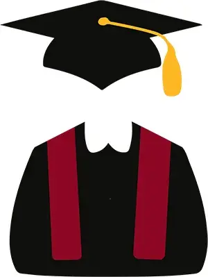 Cutout of a mortarboard and gown