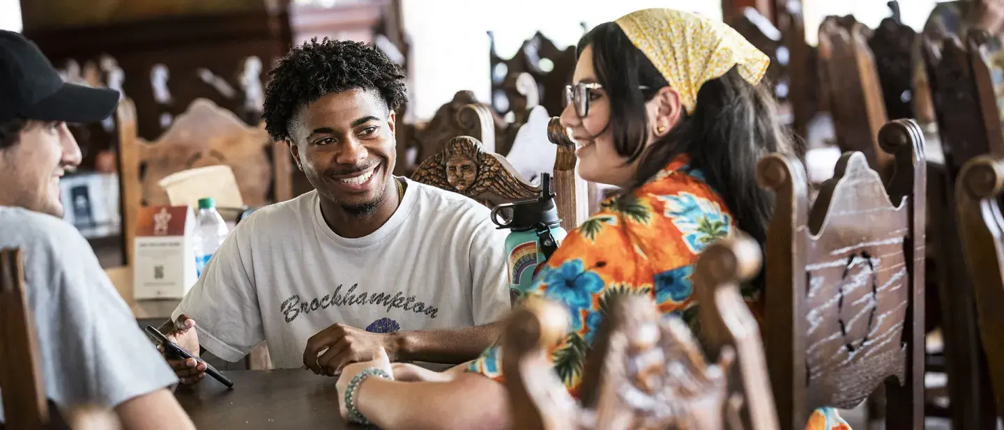 Students eating in the dining hall