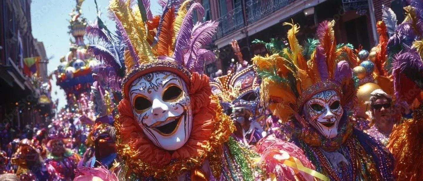 Picture of a person dressed up for Mardi Gras