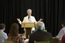 Dr. Twardy speaking at alumni awards luncheon 2025
