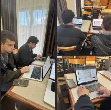 Students researching on computer