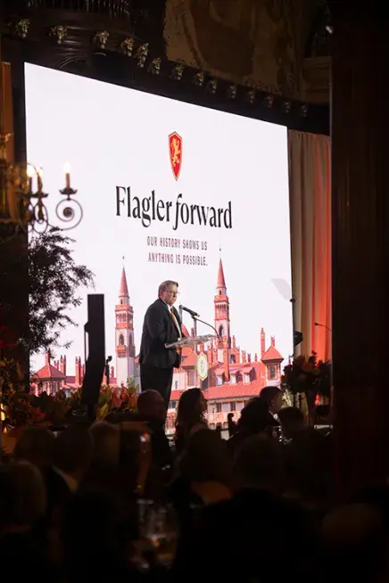 President Delaney addresses the attendees at the Flagler Forward Gala