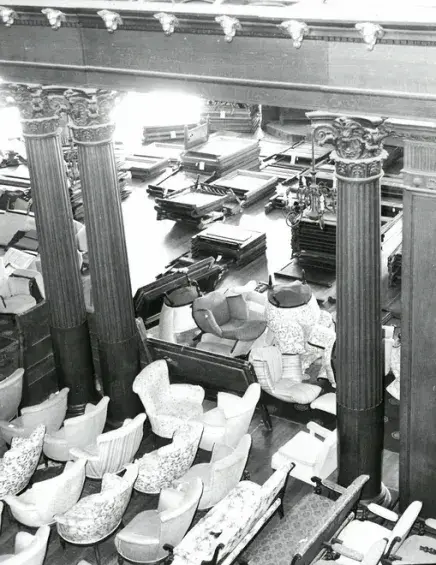 Stockpile of furniture from the former Hotel 