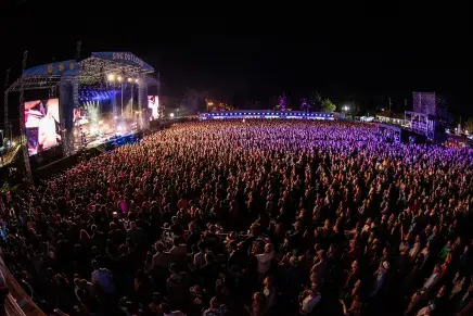 Wide aerial view of the Sing Outloud Festival crowd