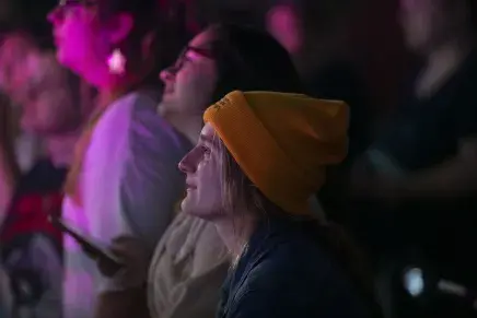 A student enjoys a free concert during Flagler Fest.