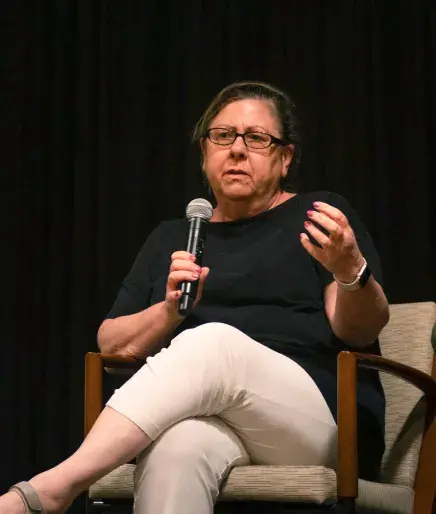 Hill speaking, WIFT Panel