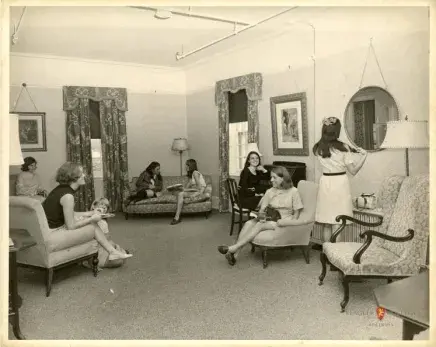 Early students in ladies lounge