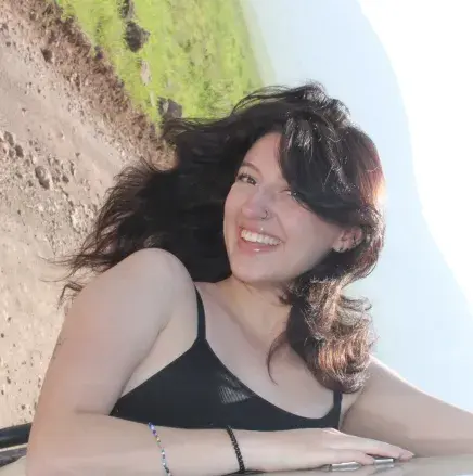 Shot of Resident Advisor Bee Archer on a train