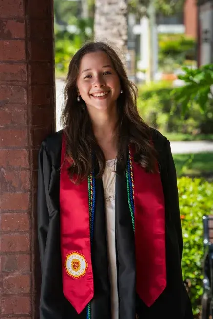 Sophia Cardona posed in her graduation regalia