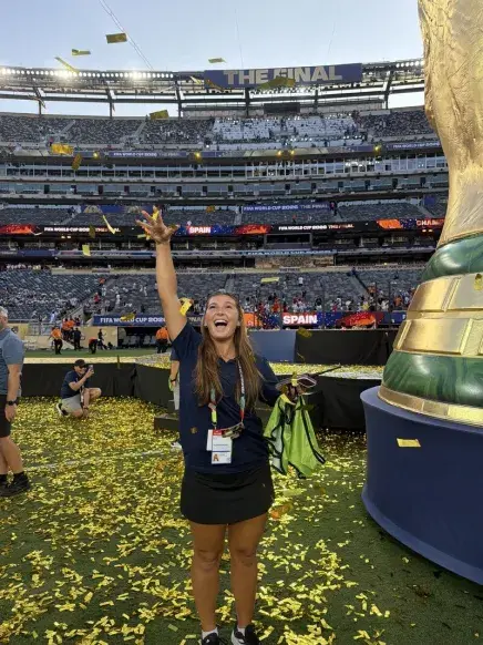 Brooke RIenecker on the field following the 2026 World Cup Final