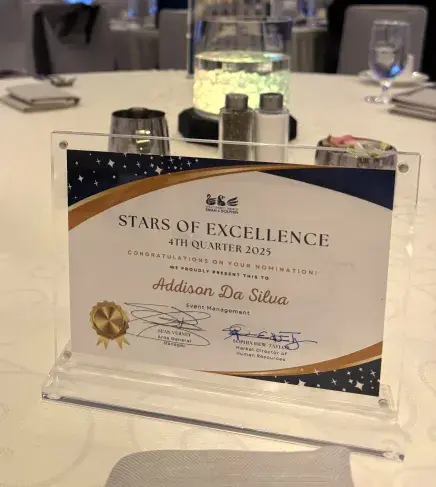 Addison Da Silva's star of excellence award