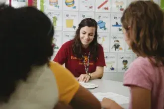 A student in a teaching classroom.