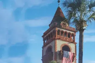 Ponce Tower with the American flag on it