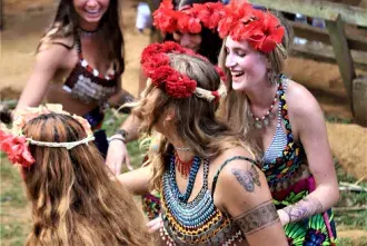 Students participate in a cultural activity.