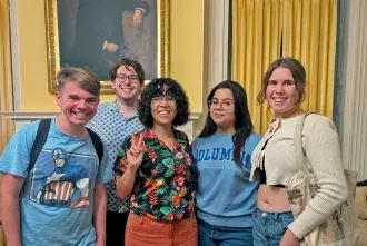 Ananda Lima with students