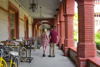 Couple photo in courtyard