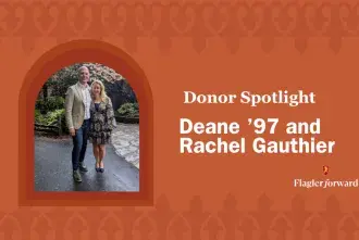Gift Announcement Graphic with Picture of Dean and Rachel Gauthier Photo