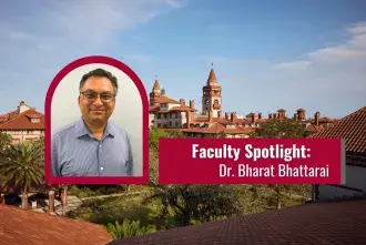A graphic featuring a headshot of Dr. Bharat Bhattarai