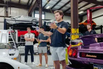 Logan Sarosi Addressing a crowd at one of his car club meet-ups