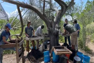 Students working at Fort Mose Field School Site