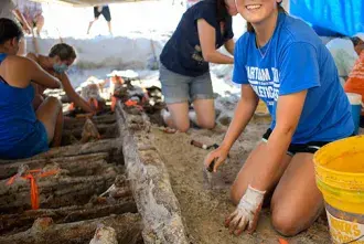 Student volunteers at an archaeology site in Crescent Beach, St. Augustine