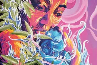 Sage Mother with Flame Boy 2020 Acrylic on canvas