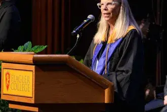 Keynote speaker Professor Sandra Gehring addresses the crowd at Baccalaureate