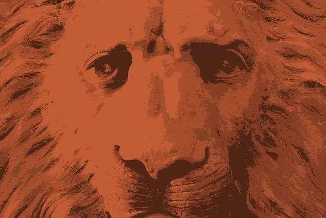 Lion head overlay with terra cotta color