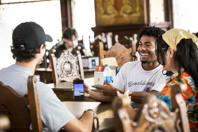 Students sitting in the Dining Hall