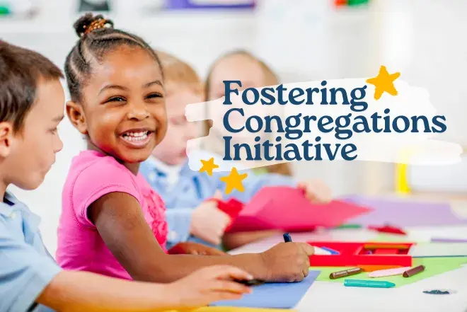 Two children are pictured and one is smiling.