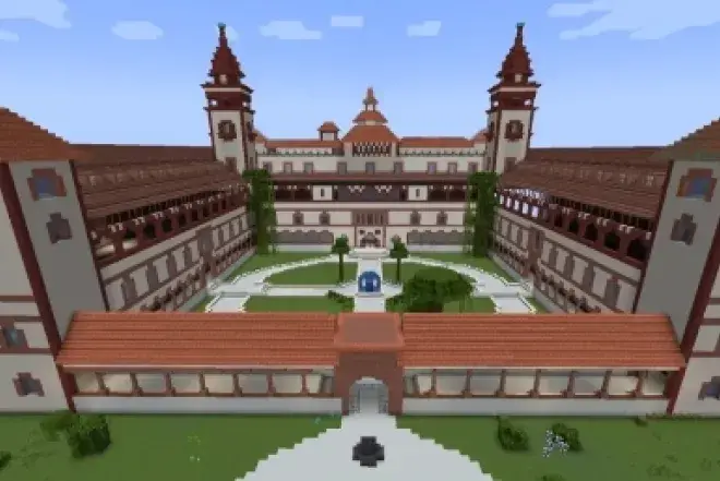 Image of Flagler College created in Minecraft