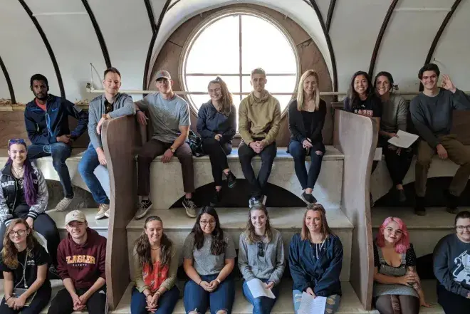 Photo of art history students in museum