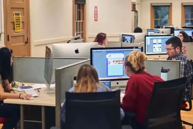 Students in graphic design class