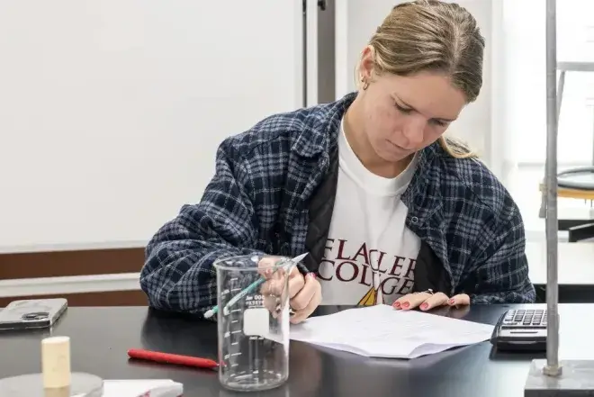 Student working on research in class lab