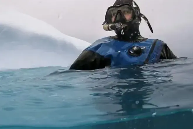 Student in water in diving gear