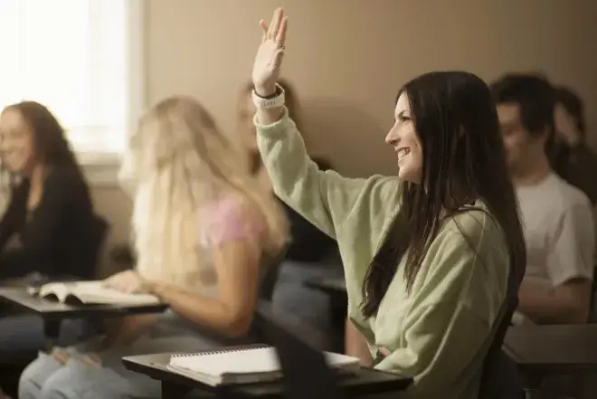 Student asking question in class