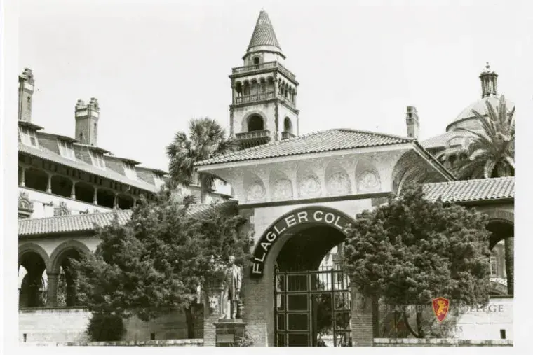 Archival image of Ponce front gates as Flagler College