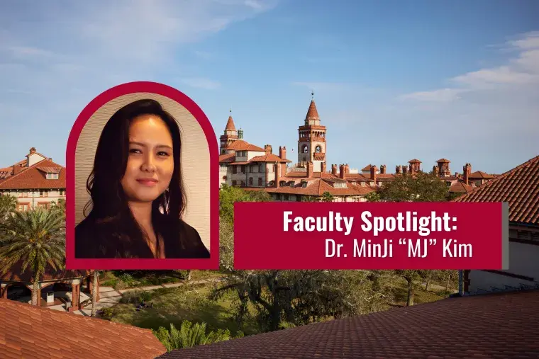 Faculty spotlight graphic featuring Dr. MinJi “MJ” Kim 