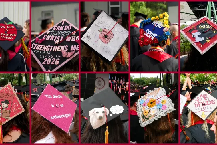 A collection of grad hats