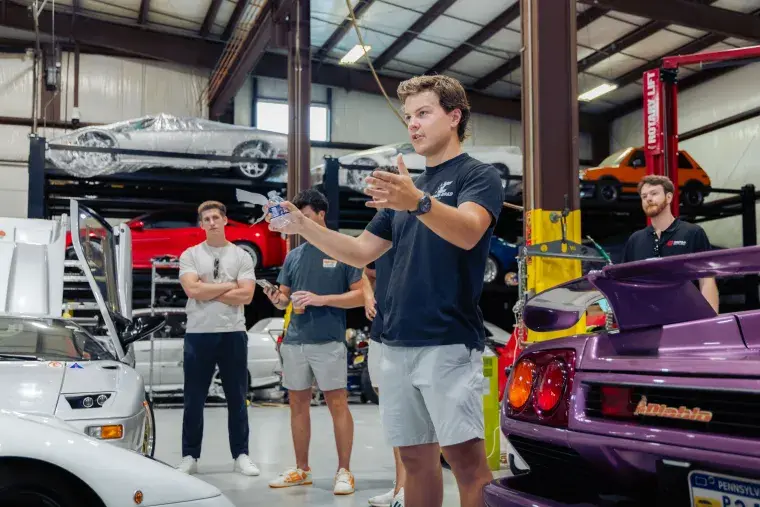 Logan Sarosi Addressing a crowd at one of his car club meet-ups