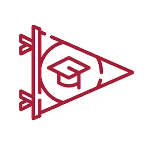 Flag Icon with graduate cap in the center