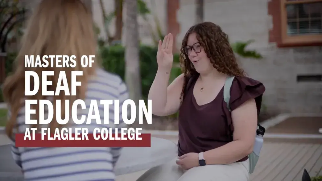 A student speaking in sign language is shown.