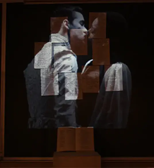 Bonn_Antoinetti.jpg Mixed media artwork depicting two people kissing by student Bonn Antoinetti.