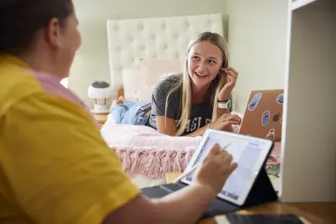 Students working in the Dorm.
