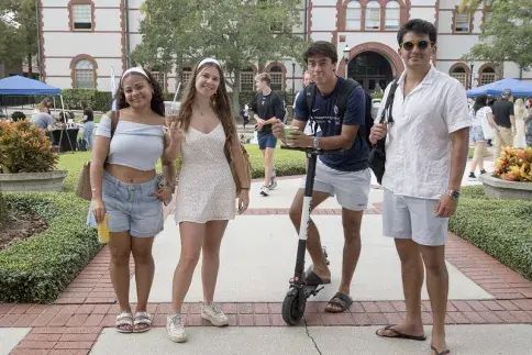 Students standing in Kenan Plaza