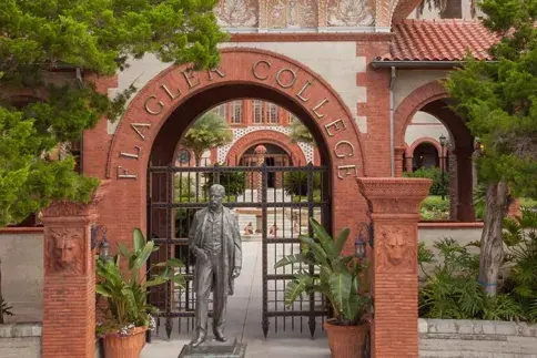 Statue of Henry Flagler in front of Ponce de Leon Hall 