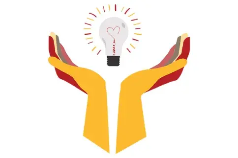 Banner Project graphic of two hands raising up with a lightbulb to represent the Passion Project