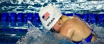 Flagler student Maddie Nilan swimming in the 2022 Deaflympics for team USA