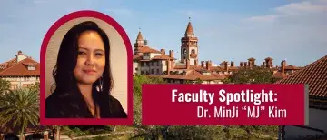 Faculty spotlight graphic featuring Dr. MinJi “MJ” Kim 