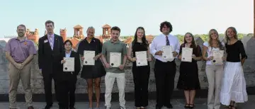 the eleven students who make up the inaugural Kappa Mu Epsilon academic society